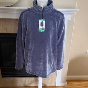 32 Degrees Plush Half-Zip Pullover Jacket in Heathered Blue